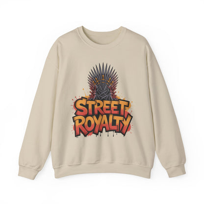 Street Royalty Men's Crewneck Sweatshirt, Graffiti Crown Graphic Pullover, Urban Streetwear Top for Men