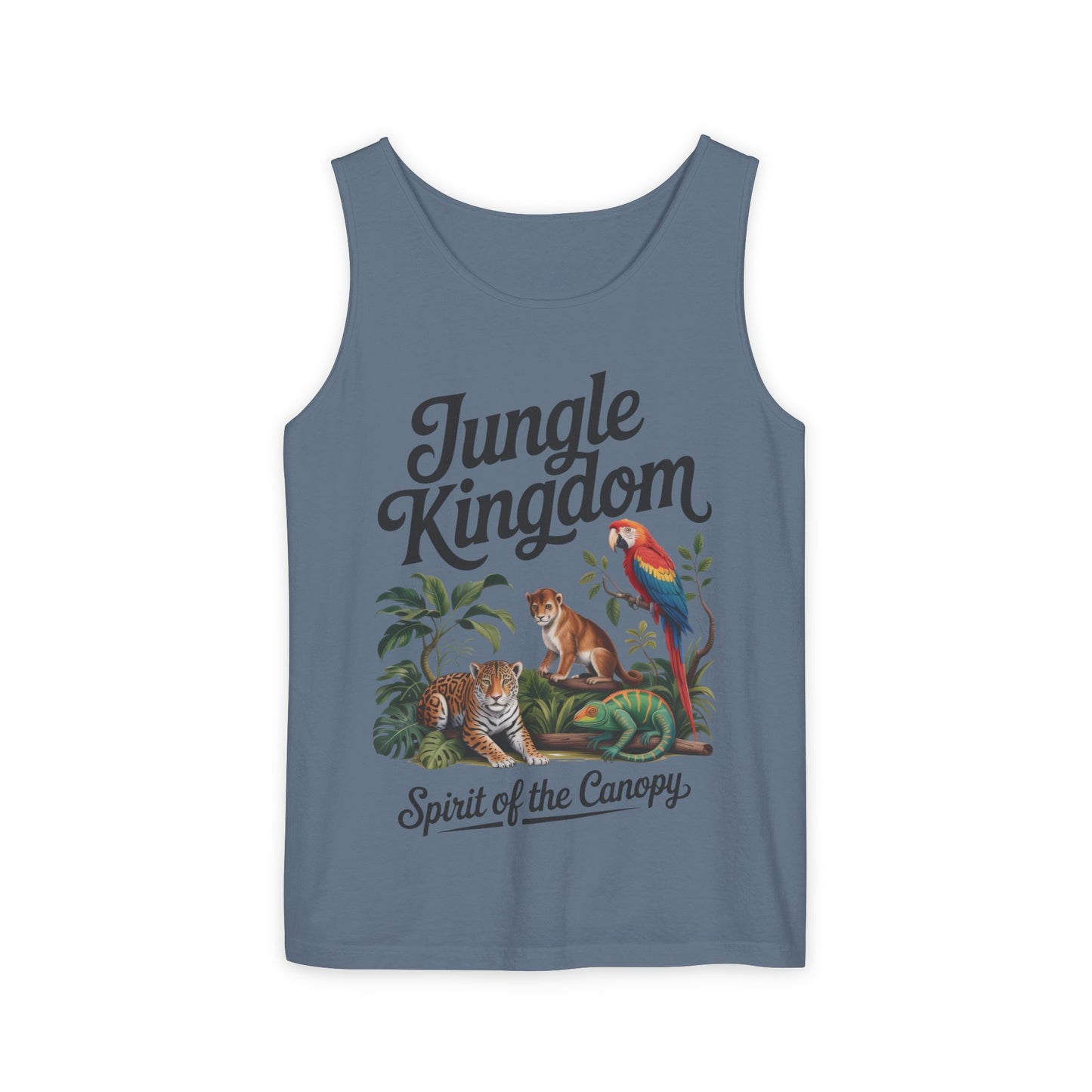 Jungle Kingdom Tank Top, Womens Garment-Dyed Sleeveless Shirt, Spirit of the Canopy Tee, Summer Outfit, Eco-Friendly Casual Wear
