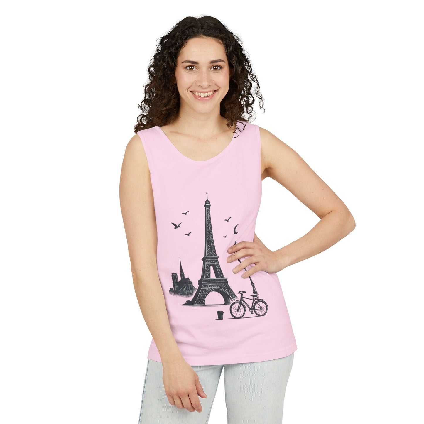 Parisian Dreams Tank Top, Unisex Summer Wear, Graphic Tee, Travel Inspired Apparel, Vacation Outfit, Casual Tank for All Occasions