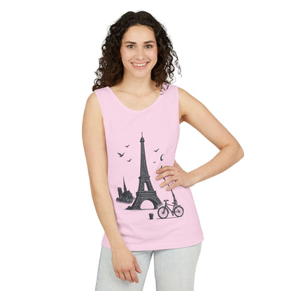 Parisian Dreams Tank Top, Unisex Summer Wear, Graphic Tee, Travel Inspired Apparel, Vacation Outfit, Casual Tank for All Occasions
