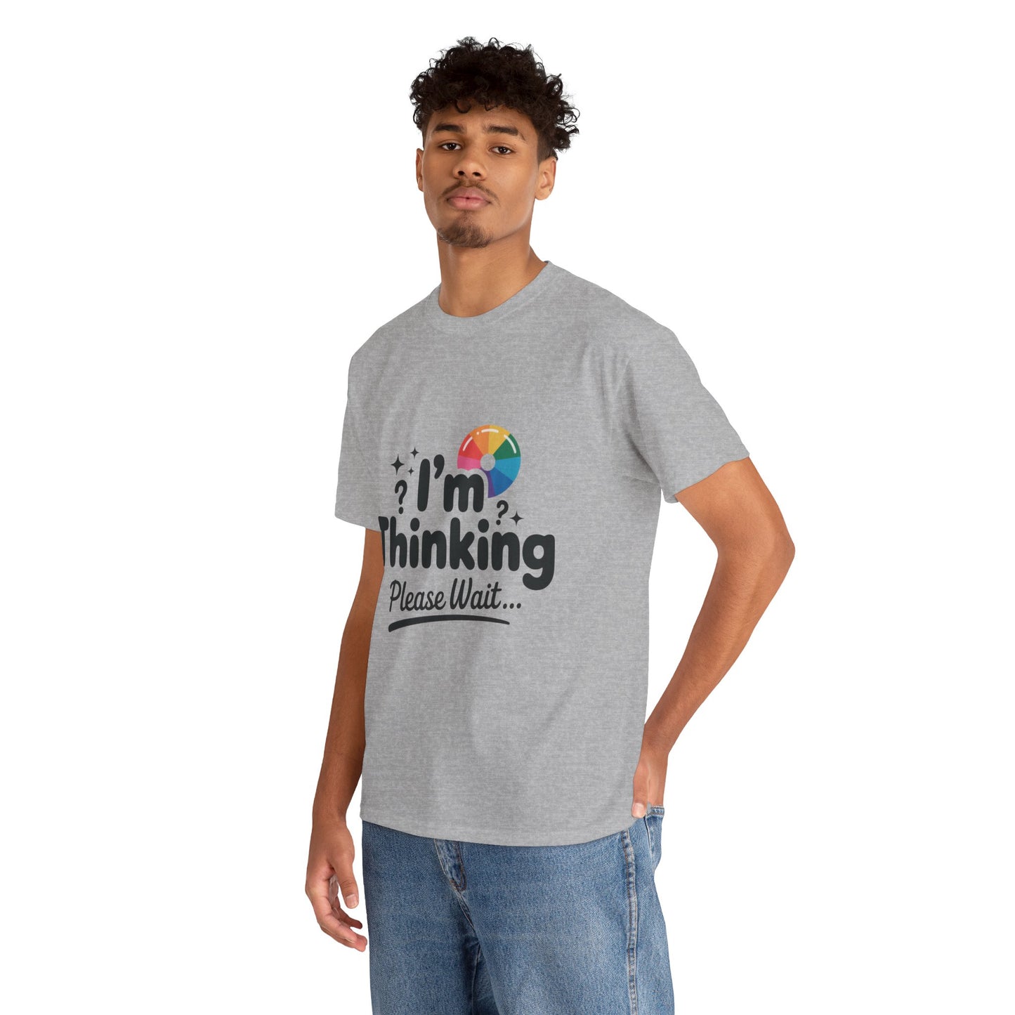 Funny - Im Thinking Please Wait - Mens T-Shirt, Cute Geeky Gift for Introverts, Programmers, Designers, Fun Humor Shirt, Gift for Adults