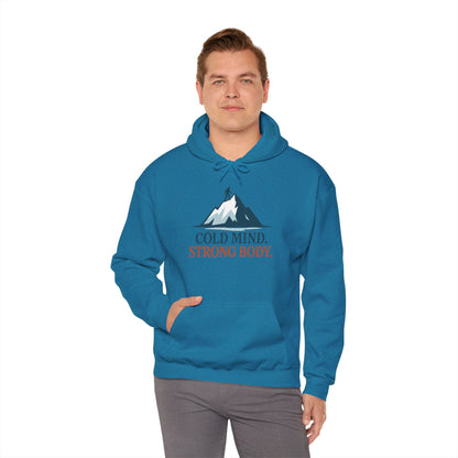Men's Heavy Blend™ Hooded Sweatshirt, Cold Mind Strong Body Sweatshirt, Nordic Mountain Minimalist Pullover