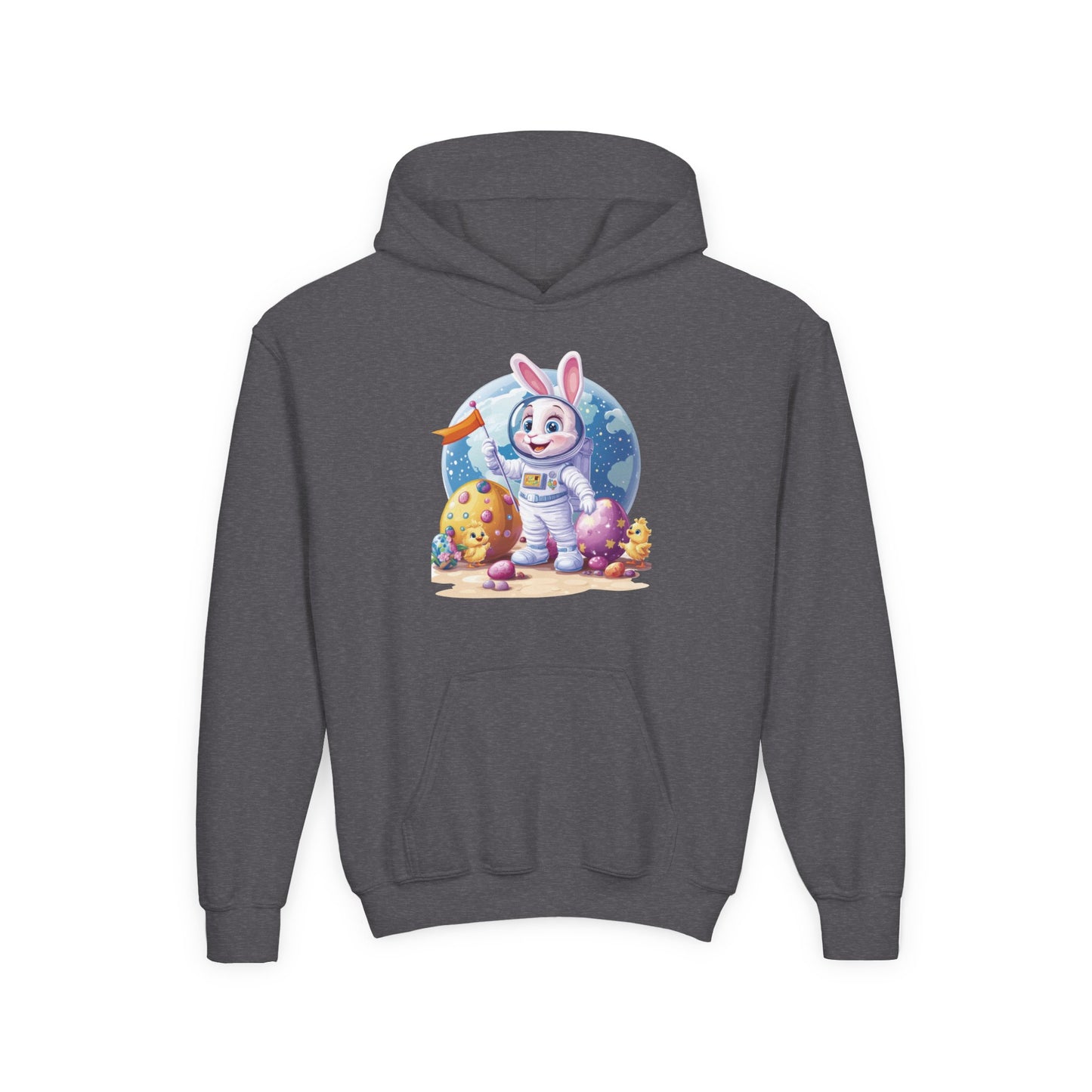 Astronaut Easter Bunny Kids Hoodie, Space Bunny Youth Sweatshirt, Cute Galaxy Easter Gift for Boys and Girls, Gift for Easter Space Lovers
