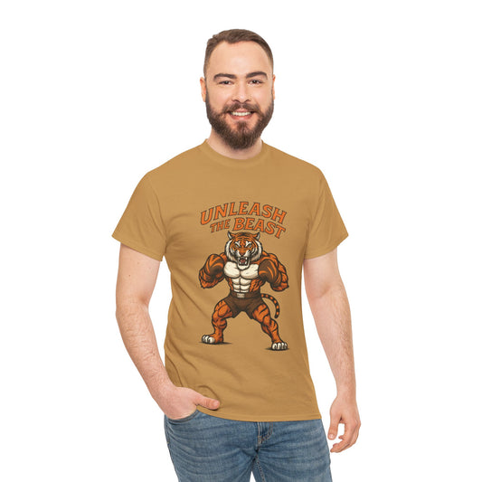 Unleash The Beast Tiger Gym Shirt, Mens Workout T-Shirt, Bodybuilding Motivation Tee, Fitness Muscle Tiger Graphic, Strong Beast Gym Top