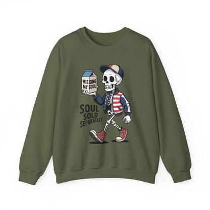 Skeleton Graphic Sweatshirt, Soul Sold Separately Pullover, Funny Gothic Streetwear, Missing My Soul Skull Hoodie Alternative
