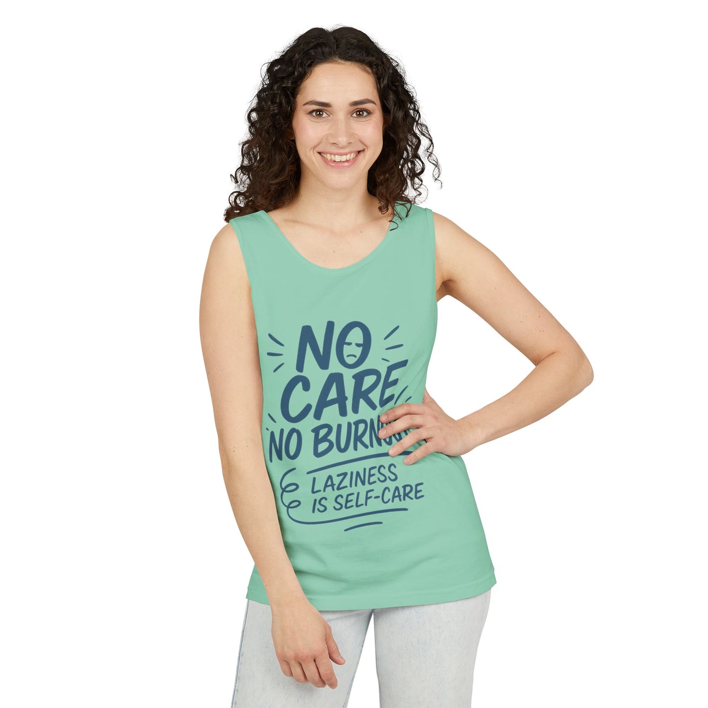 Mens Lazy Life Tank Top, No Care No Burnout Funny Quote, Workout Gym Sleeveless Shirt, Humor Gift for Him, Gift for Mental Health Awareness