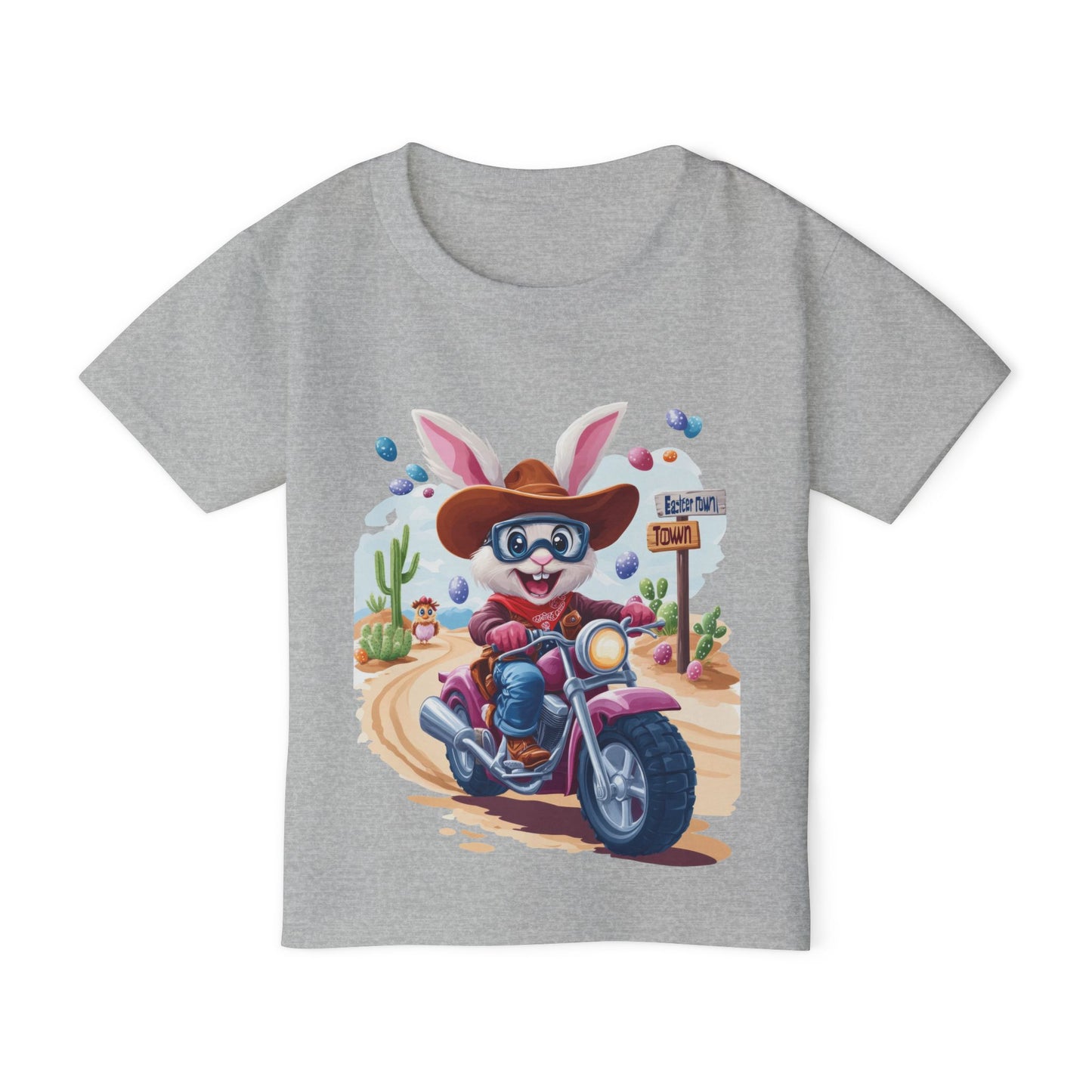 Easter Bunny Motorcycle Toddler T-Shirt - Fun Spring Tee for Kids, Biker Bunny Shirt, Cute Easter Gift, Cotton Tee for Boys and Girls