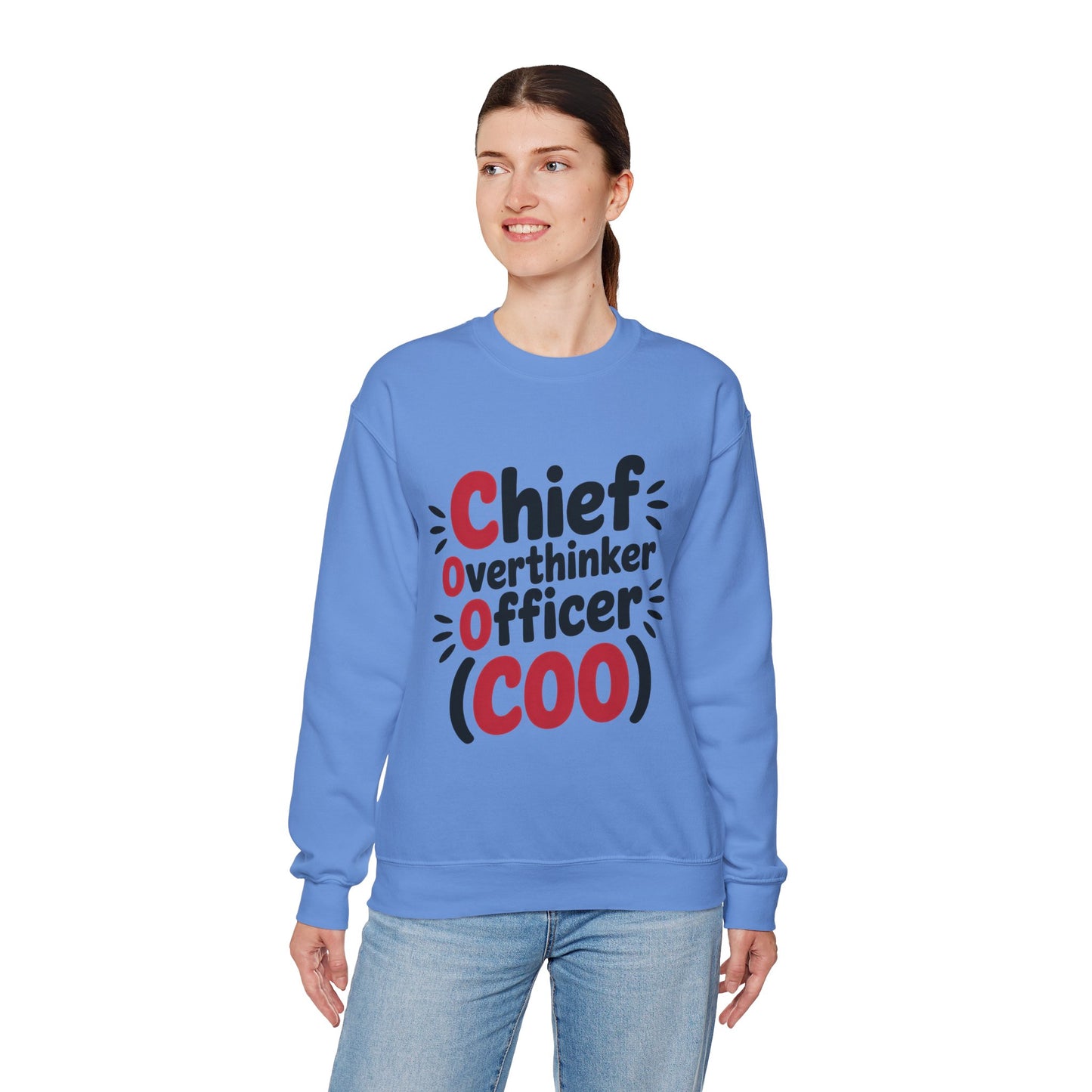 Chief Overthinker Officer Women's Sweatshirt, COO Funny Office Humor Graphic Pullover, Women's Heavy Blend™ Crewneck Sweatshirt