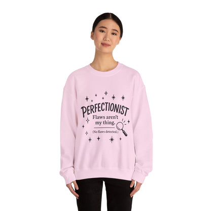 Womens Perfectionist Sweatshirt, Funny Clean Design with Stars, No Flaws Detected Quote Pullover, Minimalist Cozy Gift for Her