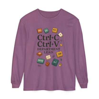 Graphic Long Sleeve Tee, Ctrl+C Ctrl+V Department Lead, Funny Office Humor Shirt, Programmer Gift, Tech Nerd Tee, IT Department Apparel