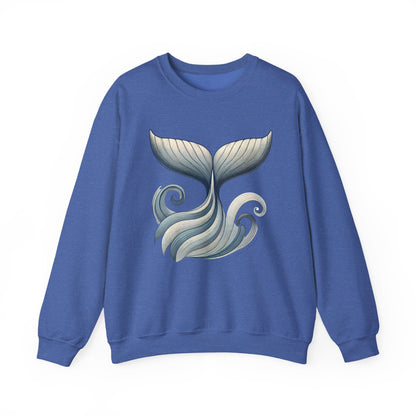 Whale Tail Ocean Sweatshirt, Unisex Heavy Blend Crewneck Sweatshirt, Nautical Coastal Sea Life Gift for Beach Lovers, Gift for Ocean Lovers