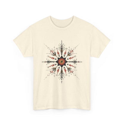 Boho Tribal Mandala Star Women's Cotton Tee, Ethnic Geometric Graphic T-Shirt, Festival Bohemian Style Gift, Bohemian Graphic Tee