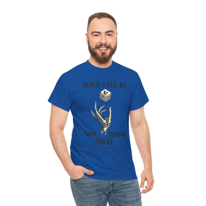 Your Fate Mens Heavy Cotton Tee, Skeleton Dice Graphic T-Shirt, Trendy Gift for Gamers, Gambling Tee, Unique Quote Apparel