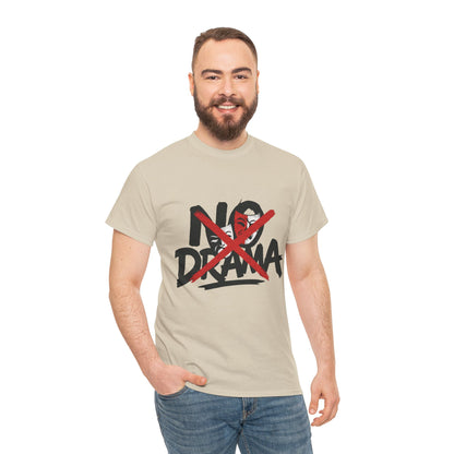 No Drama Unisex Heavy Cotton Tee, Casual Shirt, Gift for Friends, Relaxed Fit, Comfort Wear, Everyday Style