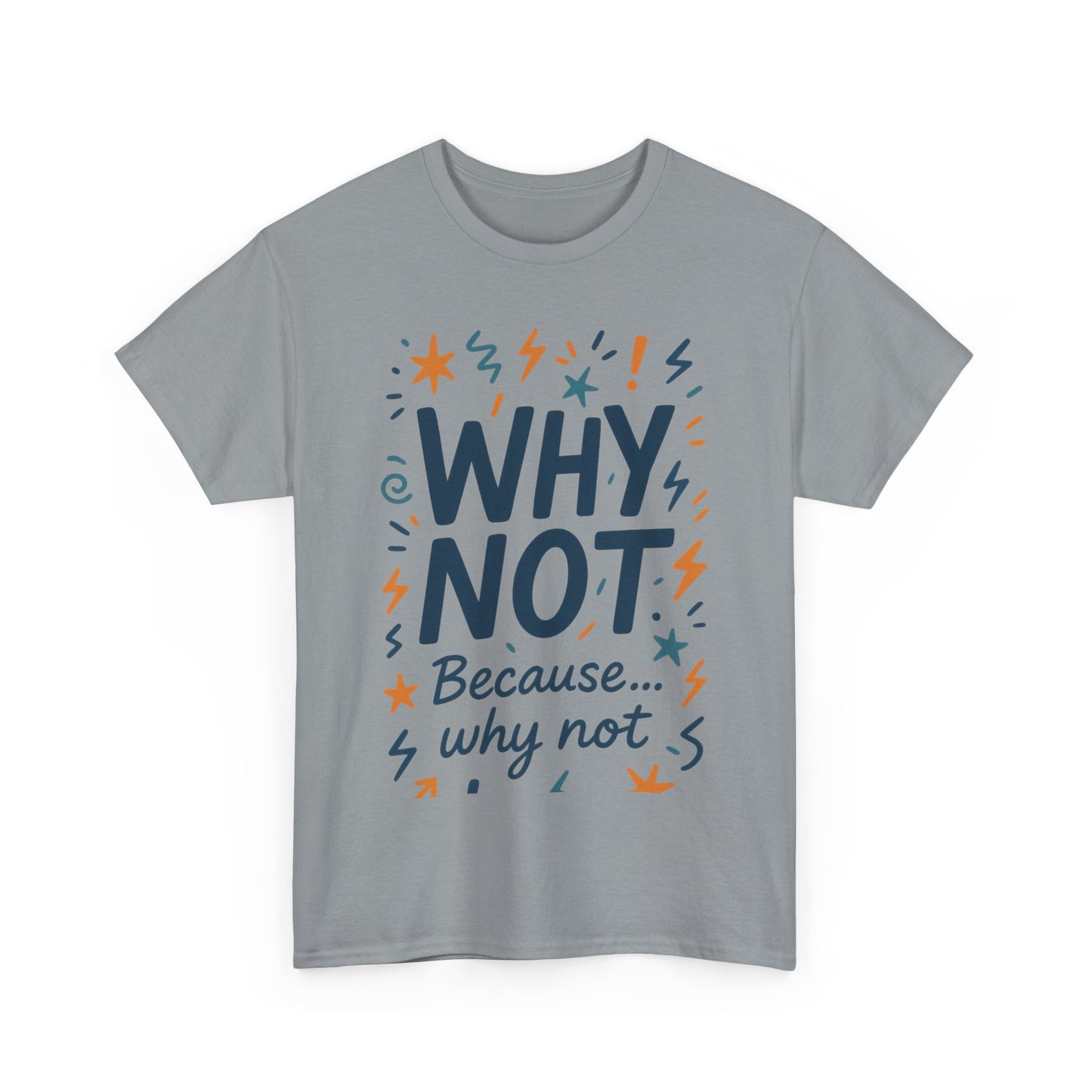 Why Not Mens Heavy Cotton Tee, Fun Motivational Graphic Tee, Casual Wear, Gift for Friends, Birthday Gift, Everyday Comfort