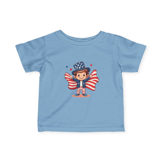 Patriotic Infant Tee, Cute Kid T-Shirt for 4th of July, Baby Independence Day Shirt, Toddler Flag Outfit, American Spirit Clothes