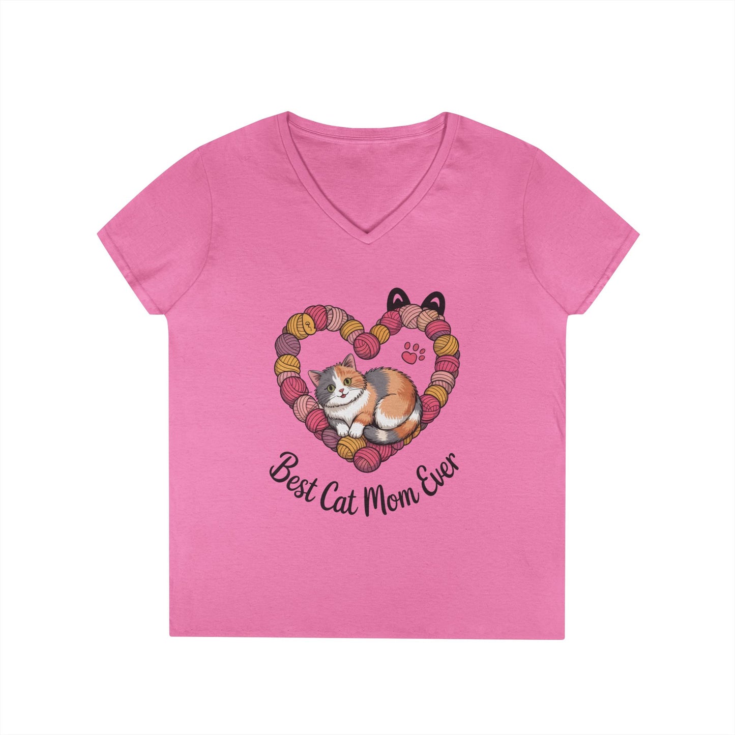 Best Cat Mom V-Neck T-Shirt, Gifts for Cat Lovers, Pet Mom Tee, Cute Cat Shirt, Animal Lover Apparel, Mother's Day Gift