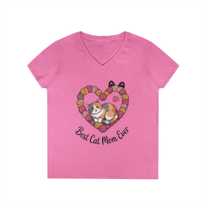 Best Cat Mom V-Neck T-Shirt, Gifts for Cat Lovers, Pet Mom Tee, Cute Cat Shirt, Animal Lover Apparel, Mother's Day Gift