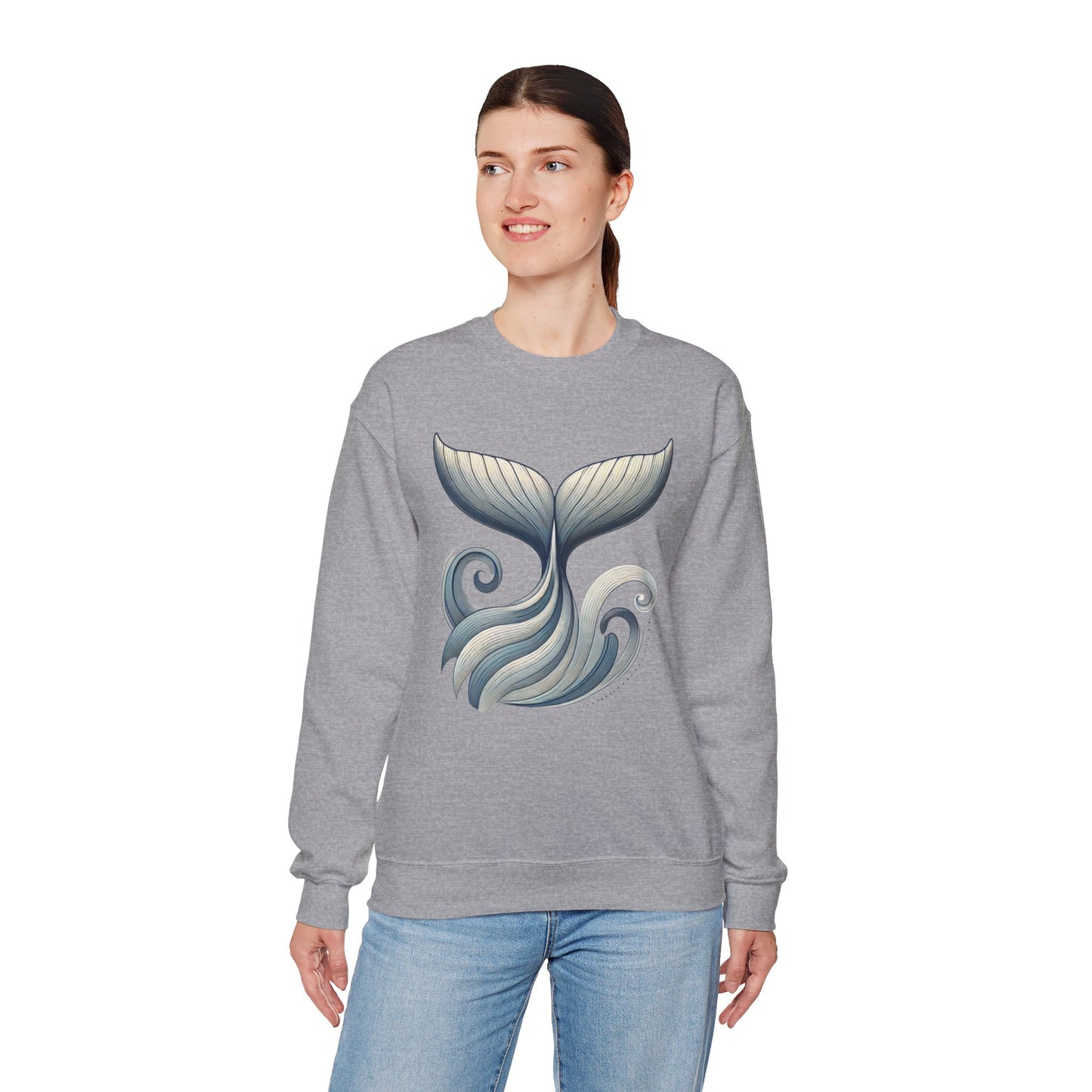 Whale Tail Ocean Sweatshirt, Unisex Heavy Blend Crewneck Sweatshirt, Nautical Coastal Sea Life Gift for Beach Lovers, Gift for Ocean Lovers