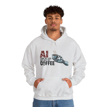AI Coffee Hoodie, Funny Robot Humor Pullover, Geek Job Joke Sweatshirt Gift, Men's Heavy Blend™ Hooded Sweatshirt, Sarcastic Work Shirt