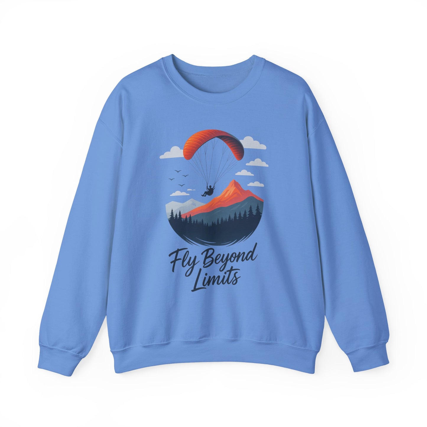 Adventure Inspiration Crewneck Sweatshirt - Fly Beyond Limits, Cozy Outdoor Outfit, Gift for Adventurers, Travel, Motivation Apparel