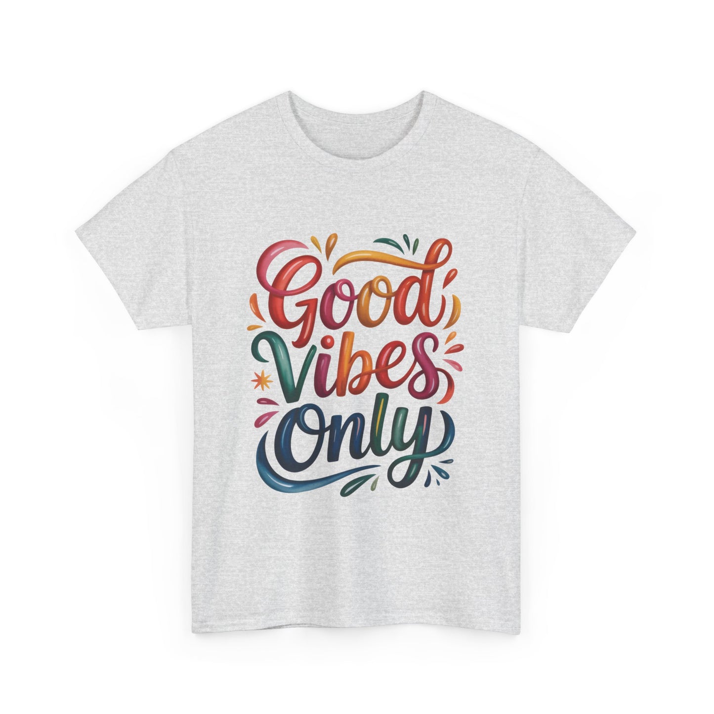 Good Vibes Only Womens Heavy Cotton Tee, Casual Wear, Gift for Friends, Relaxed Fit, Summer Style, Positive Affirmation Shirt
