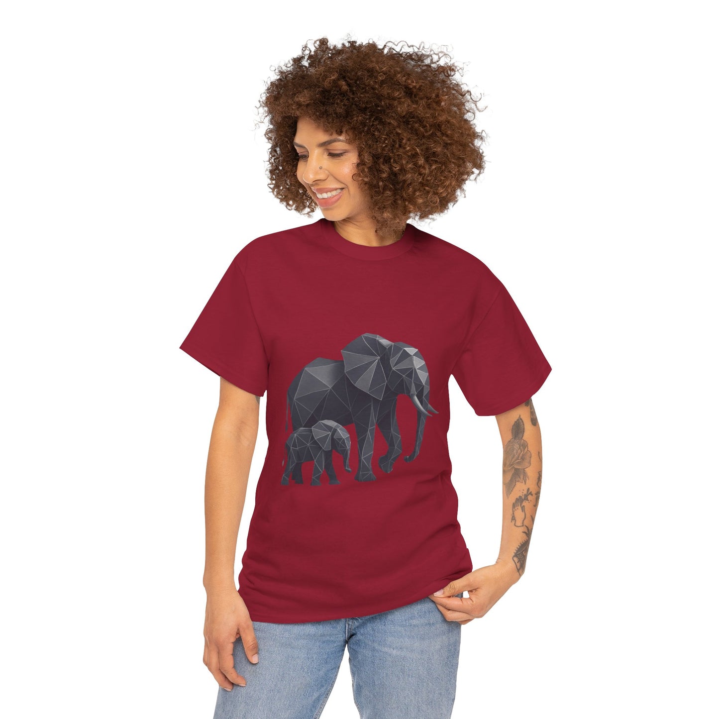 Geometric Elephant Tee - Minimalist Art Shirt, Nature Lover Gift, Animal Print T-Shirt, Unisex Cotton Tee, Eco-Friendly Wear
