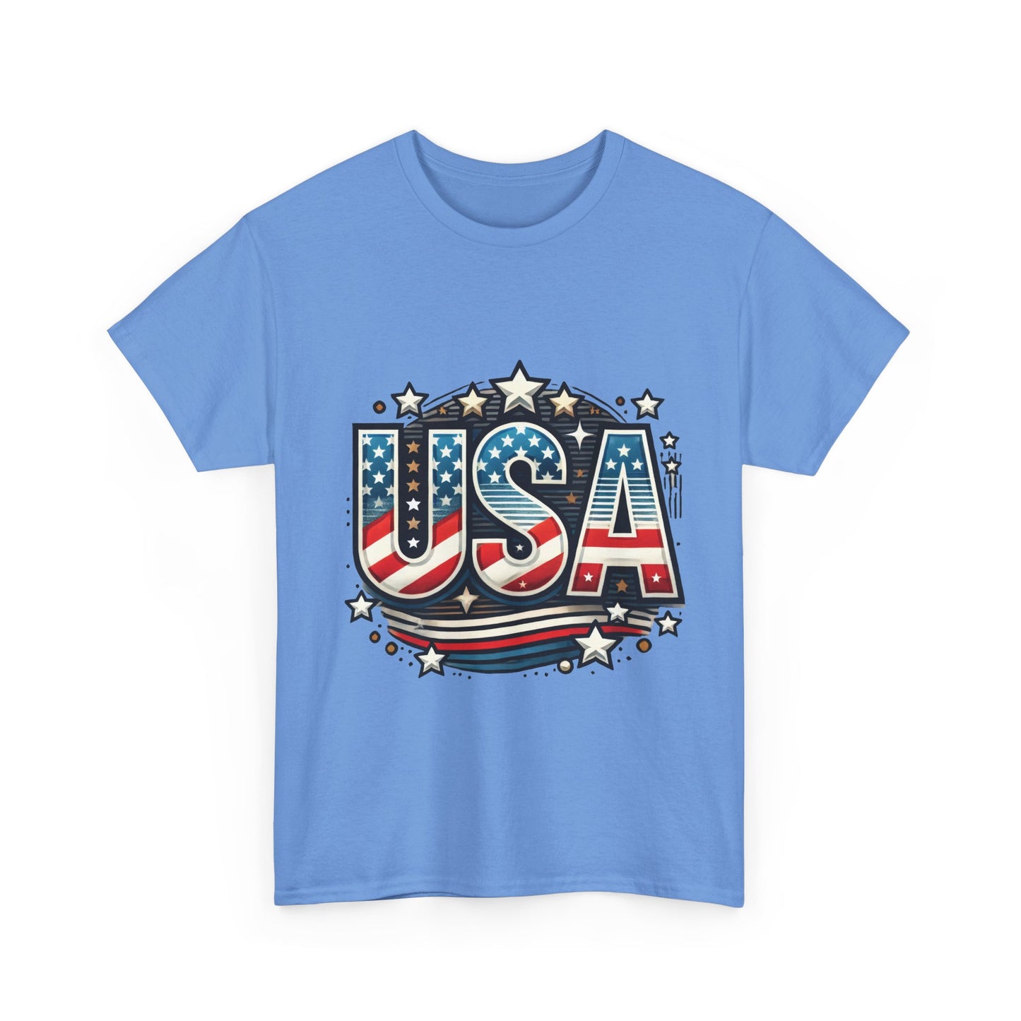 Patriotic USA T-Shirt, Unisex Heavy Cotton Tee for Independence Day, Memorial Day, 4th of July, Casual Wear, Gifts