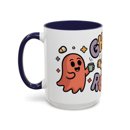 Ghost Roast Halloween Mug, Cute Spooky Coffee Cup, Kawaii Ghost Drinkware, Funny Fall Mug Gift for Coffee Lovers, Accent Coffee Mug (15oz)