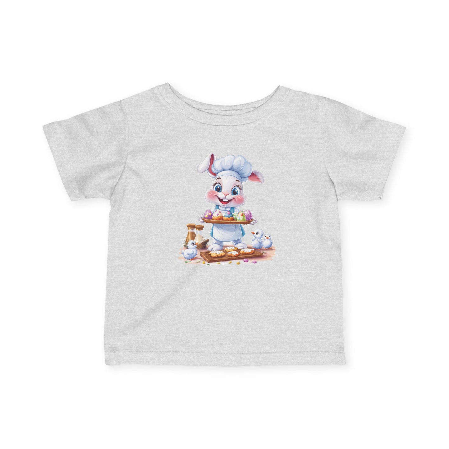 Infant Easter Bunny Chef Tee, Baby Baker T-Shirt with Colorful Eggs, Cute Spring Outfit for 6-24 Months, Funny Holiday Gift Baby Easter Gift