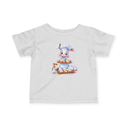 Infant Easter Bunny Chef Tee, Baby Baker T-Shirt with Colorful Eggs, Cute Spring Outfit for 6-24 Months, Funny Holiday Gift Baby Easter Gift