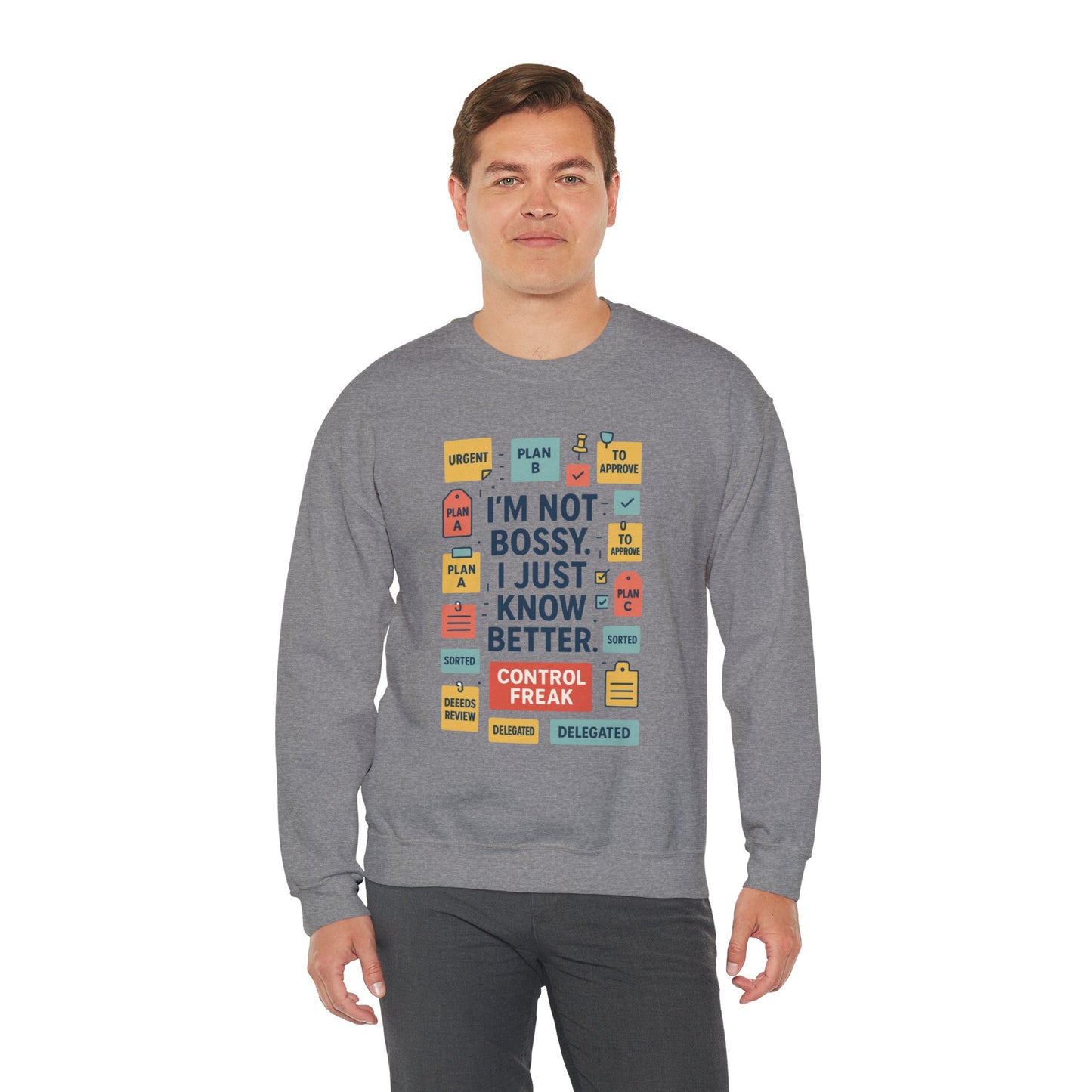 Funny Mens Control Freak Sweatshirt, Sarcastic Crewneck Gift for Him, Perfect Gift for Bossy Friends