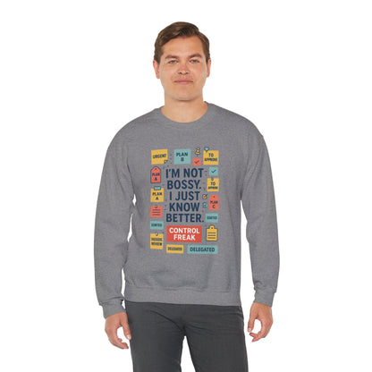 Funny Mens Control Freak Sweatshirt, Sarcastic Crewneck Gift for Him, Perfect Gift for Bossy Friends