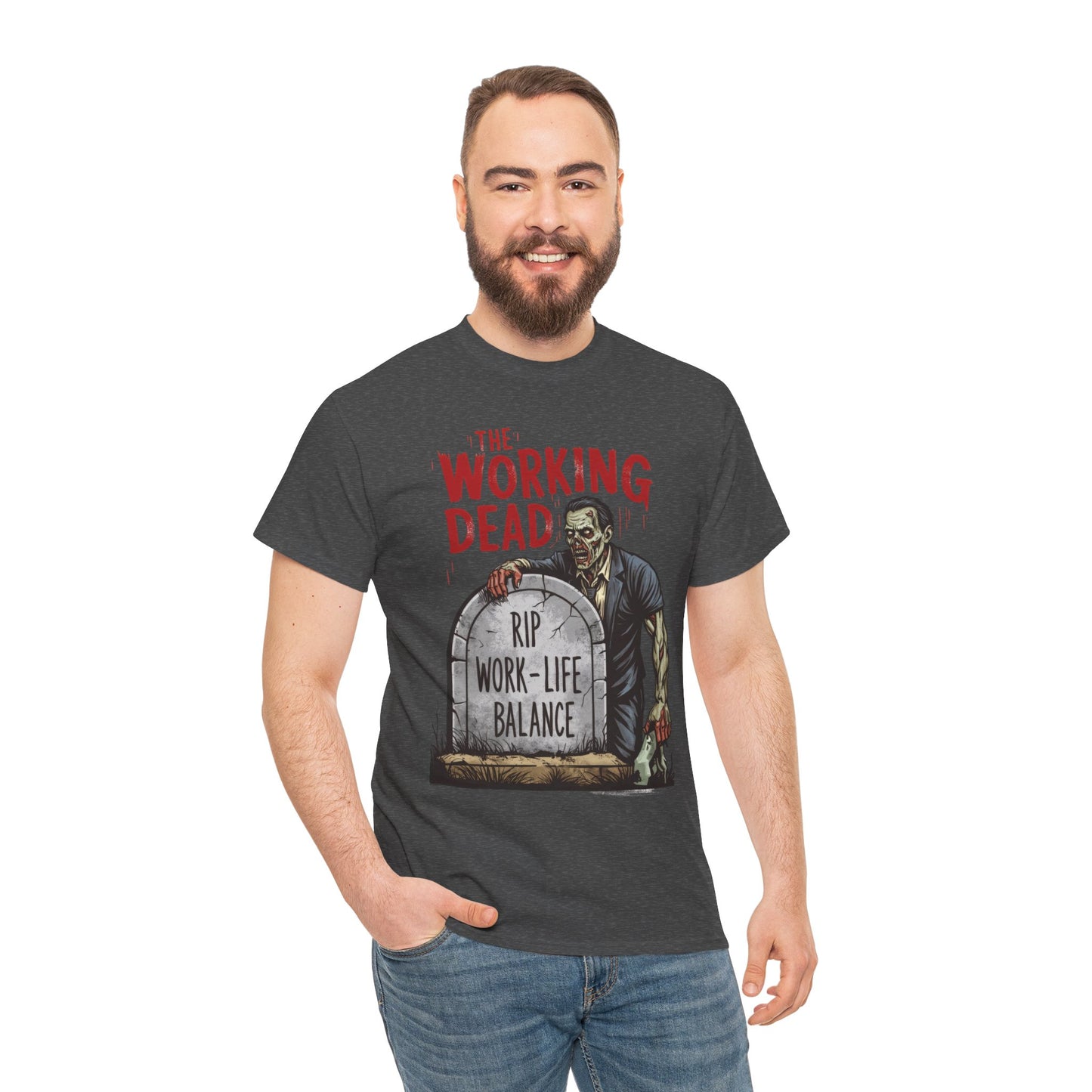 The Working Dead Shirt Men, Funny Work Life Balance Zombie Tee, RIP Work Shirt, Halloween Tee