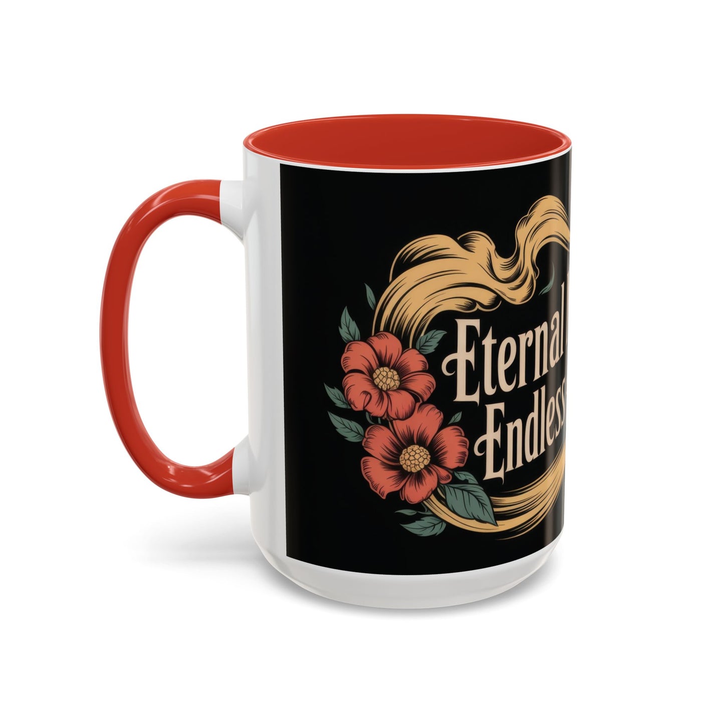 Eternal Mind Endless Flame Mug, Gothic Skull - Floral Coffee Cup, Dark Romantic Gift for Halloween or Everyday Use, Coffee Mug (11, 15oz)