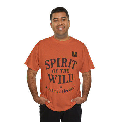 Spirit of the Wild Mens Heavy Cotton Tee, Nature Lover Gift, Outdoor Adventure Shirt, Unisex Tee, Casual Wear, Unique Graphic Apparel