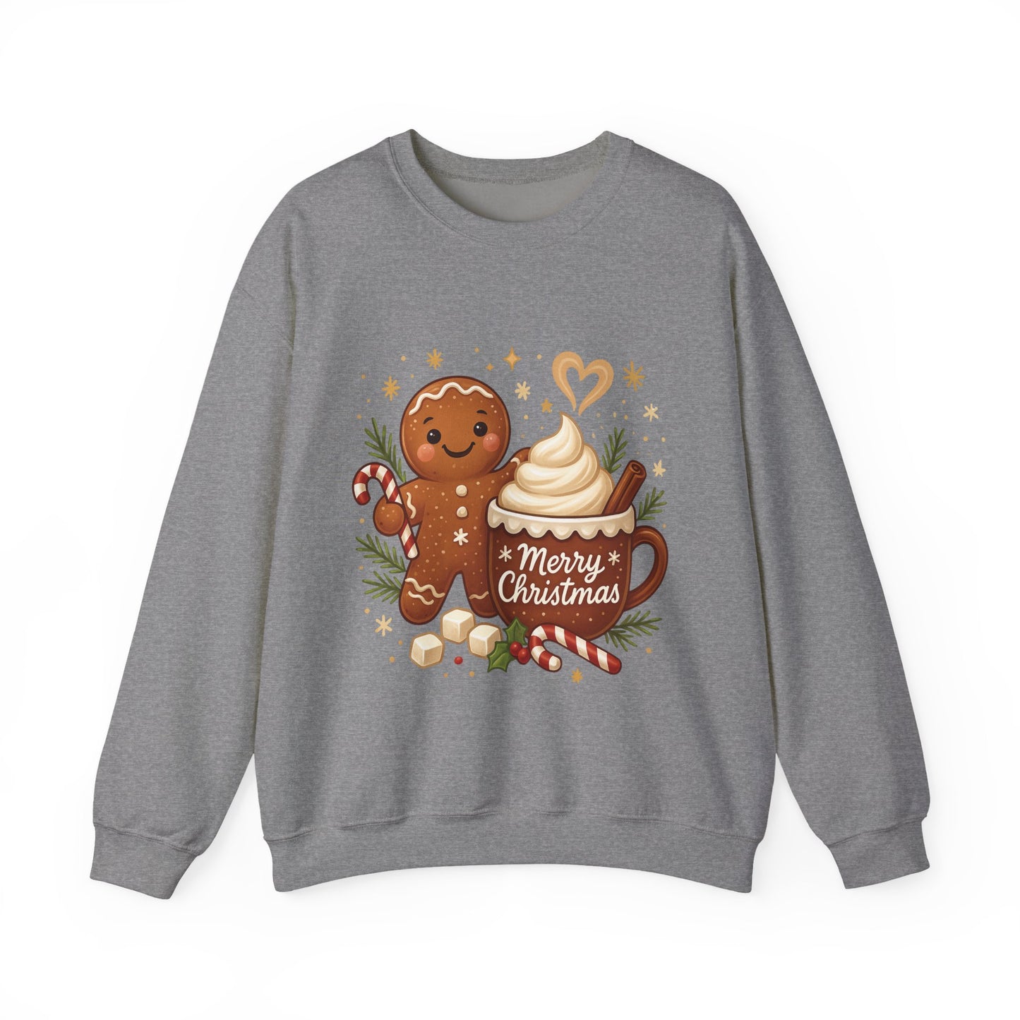 Women's Gingerbread - Hot Cocoa Christmas Sweatshirt,  Cozy Holiday Pullover, Women's Heavy Blend™ Crewneck Sweatshirt