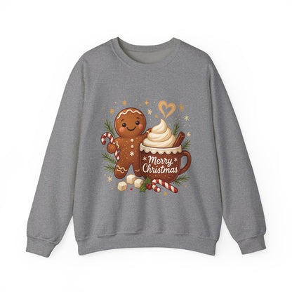 Women's Gingerbread - Hot Cocoa Christmas Sweatshirt,  Cozy Holiday Pullover, Women's Heavy Blend™ Crewneck Sweatshirt
