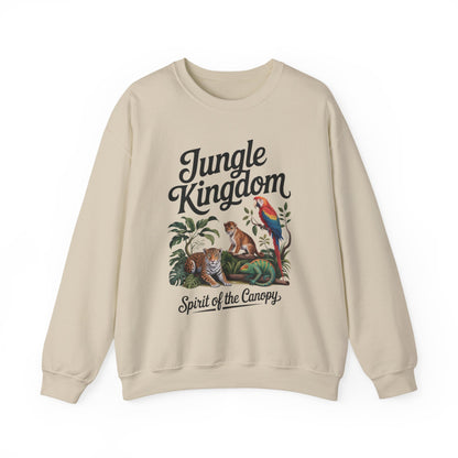Jungle Kingdom Womens Sweatshirt, Cozy Jungle Crewneck, Nature Lover Gift, Wildlife Artwork, Eco-Conscious Apparel, Animal Enthusiast Clothing