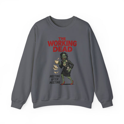 The Working Dead Women's Funny Zombie Sweatshirt, Office Humor Crewneck, Halloween Work Top