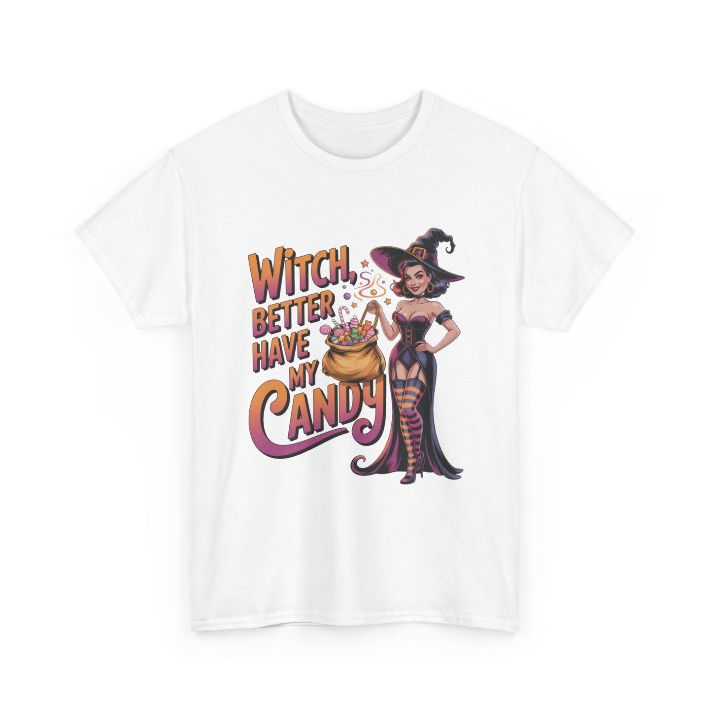 Witch Better Have My Candy Halloween T-Shirt for Women, Funny Spooky Witch Tee, Retro Pin-Up Halloween Shirt, Sassy Fall Party Top