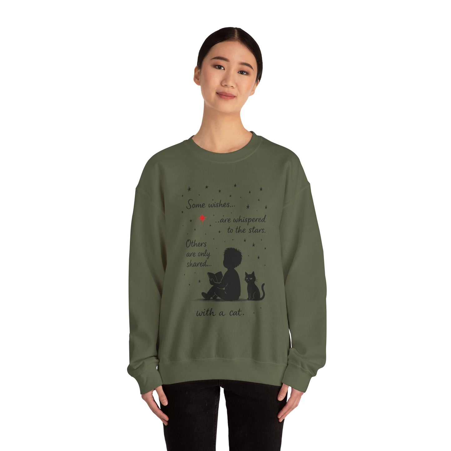 Cozy Cat-Inspired Crewneck Sweatshirt - Literary Lover Gift, Womens Layer, Cat Enthusiast Apparel, Thoughtful Gift for Cozy Nights