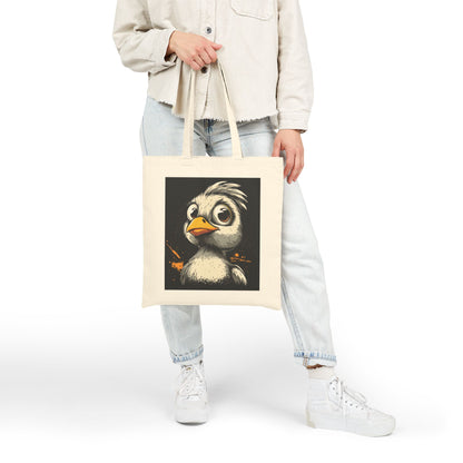 Cool Cartoon Bird Tote Bag, Funny Grumpy Duck Character Street Art Style, Bold Graphic Animal Print Canvas Bag, Cute Bird Art