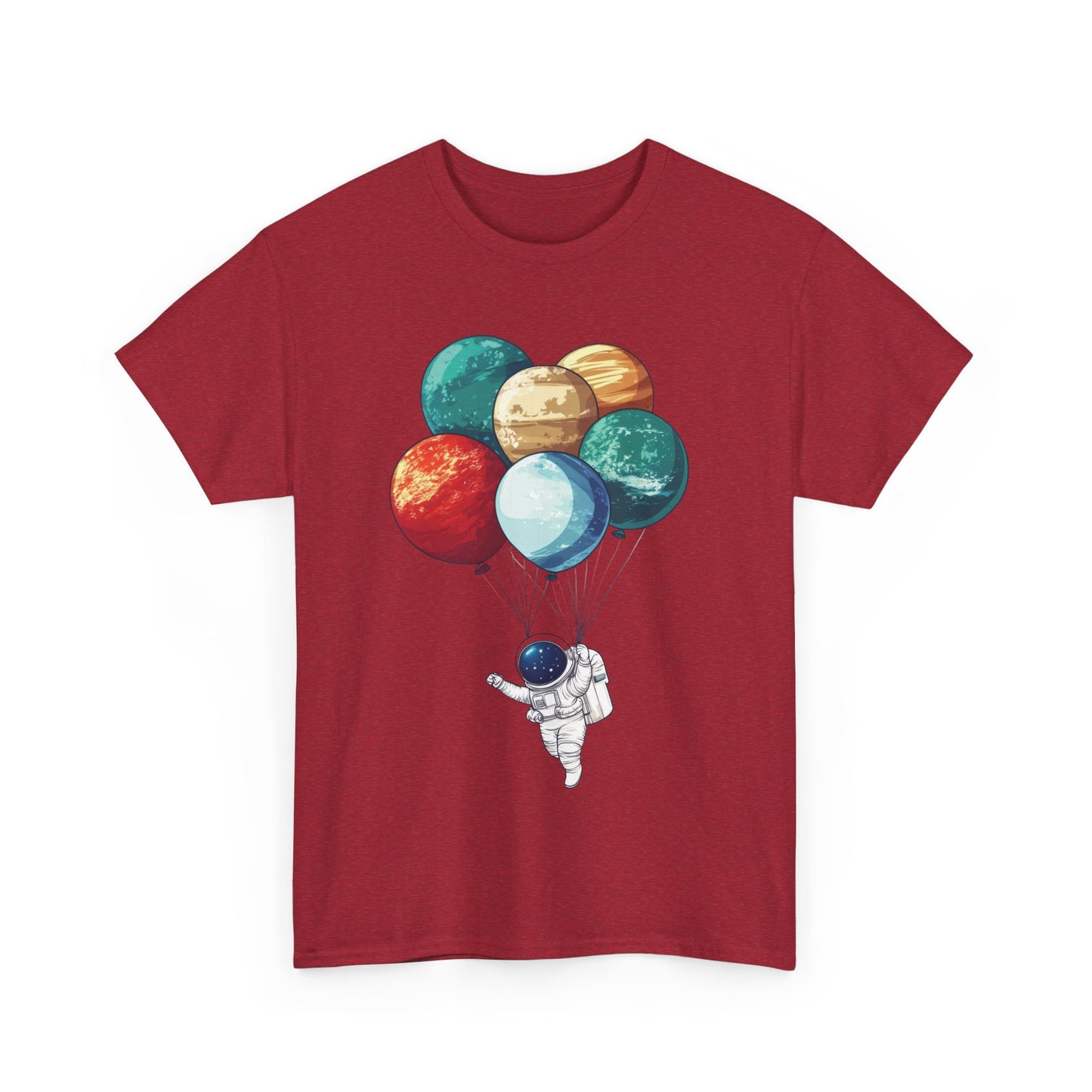 Astronaut with Planet Balloons T-Shirt, Space Lover Unisex Tee, Outer Space Graphic Shirt, Space Theme Shirt, Cosmic Adventure Top
