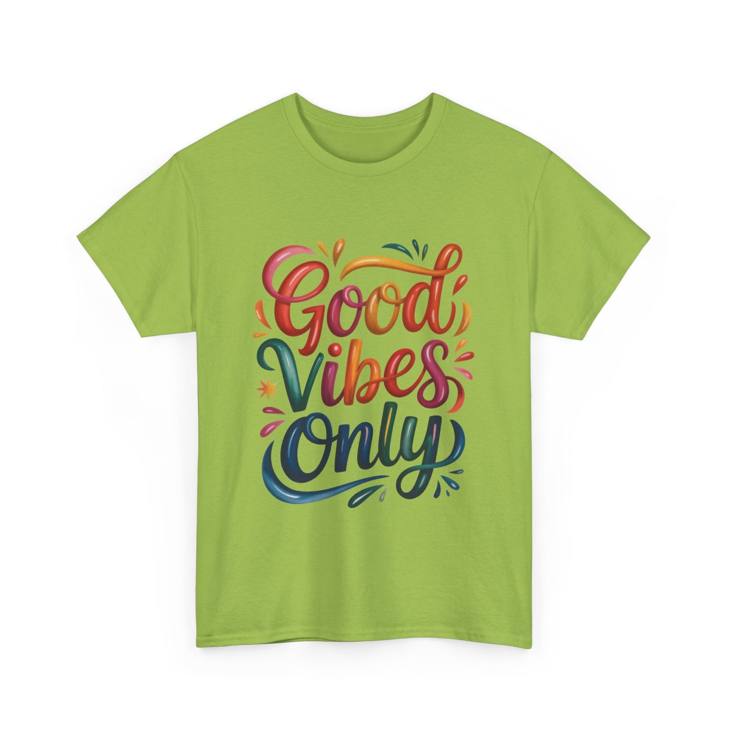 Good Vibes Only Womens Heavy Cotton Tee, Casual Wear, Gift for Friends, Relaxed Fit, Summer Style, Positive Affirmation Shirt