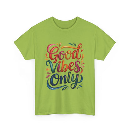 Good Vibes Only Womens Heavy Cotton Tee, Casual Wear, Gift for Friends, Relaxed Fit, Summer Style, Positive Affirmation Shirt