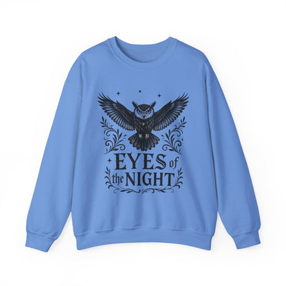 Eyes of the Night Owl Sweatshirt, Mens Dark Gothic Sweatshirt, Mysterious Owl Graphic Pullover, Forest Bird of Night Design, Halloween Gift