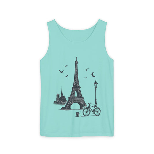 Parisian Dreams Tank Top, Unisex Summer Wear, Graphic Tee, Travel Inspired Apparel, Vacation Outfit, Casual Tank for All Occasions