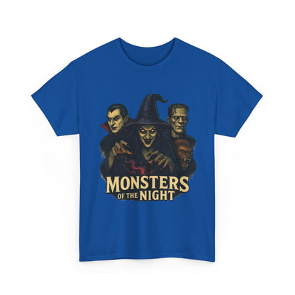 Monsters of the Night Women's T-Shirt, Classic Horror Witch, Vampire, Frankenstein Halloween Tee