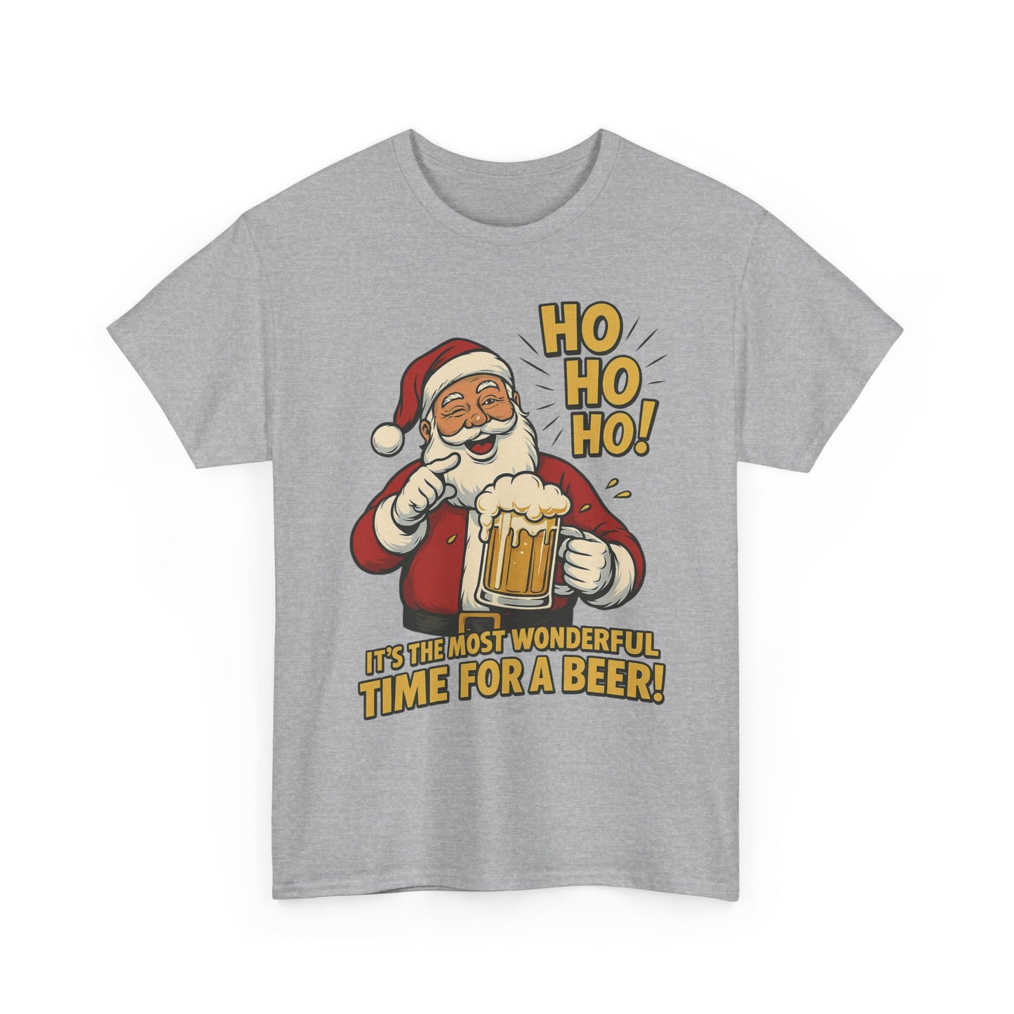 Funny Santa Beer Christmas T-Shirt, Men's Holiday Party Tee